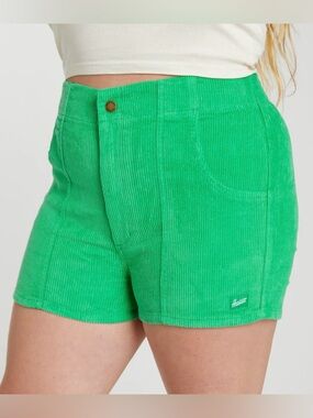 Hammies Green Corduroy High Rise Women’s Shorts Size 32 NWT Retro Surf